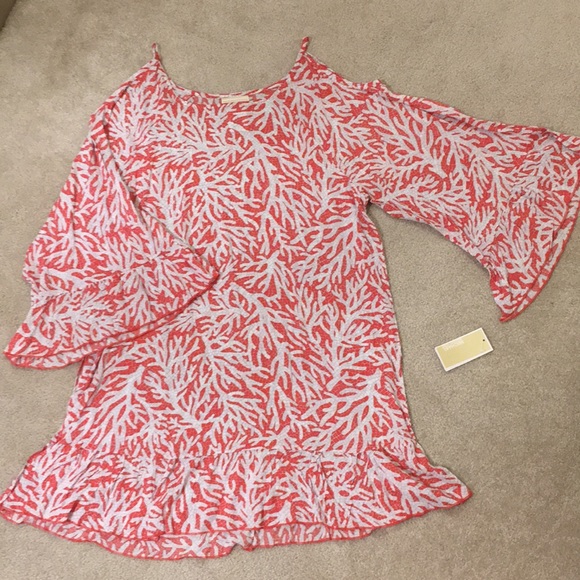 NWT MICHAEL Michael Kors “Sea Coral” Swim Cover-Up Tunic Dress - Picture 3 of 9